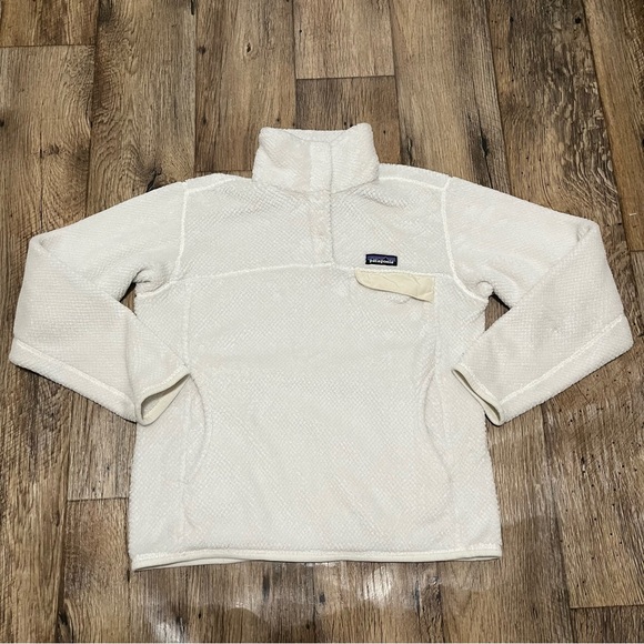 Patagonia Woman’s T Snap Button Fleece Size Medium White Polartec Preowned - Picture 3 of 11